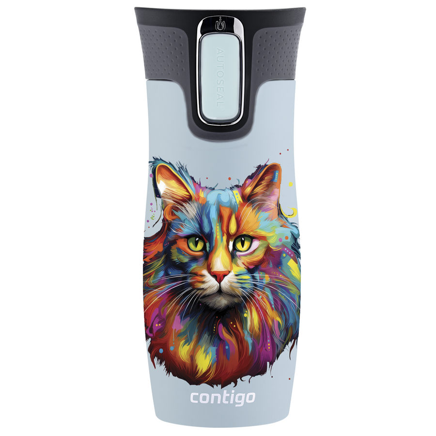 Kubek termiczny - Contigo West Loop 2.0 • 470ml • Kot - Błękitny Mat