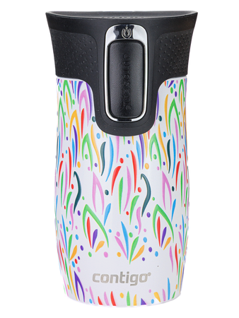 Kubek termiczny - Contigo West Loop Mini • 300ml • Floresy - Biały Metalik