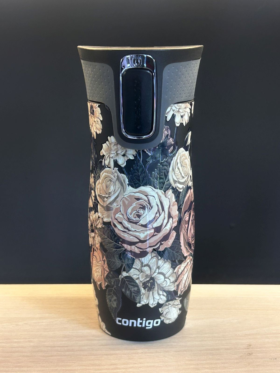 Kubek termiczny - Contigo West Loop 2.0 • 470ml • Glamour Kwiaty - czarny