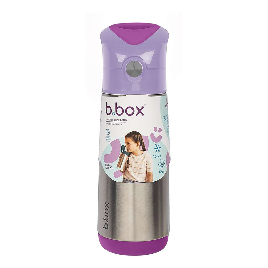 B.box Duży Bidon Termiczny Stalowy ze Słomką 500ml Sugar Plum