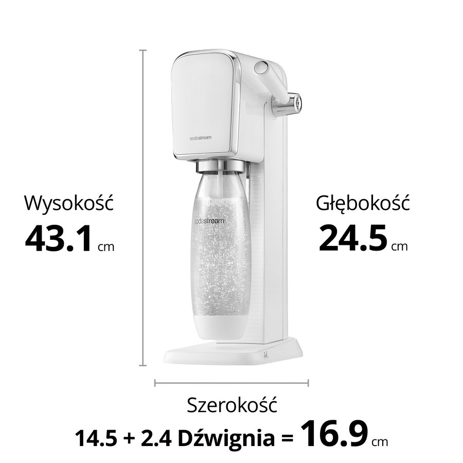 Saturator do wody gazowanej SodaStream ART + butelka + nabój CO2- Biały