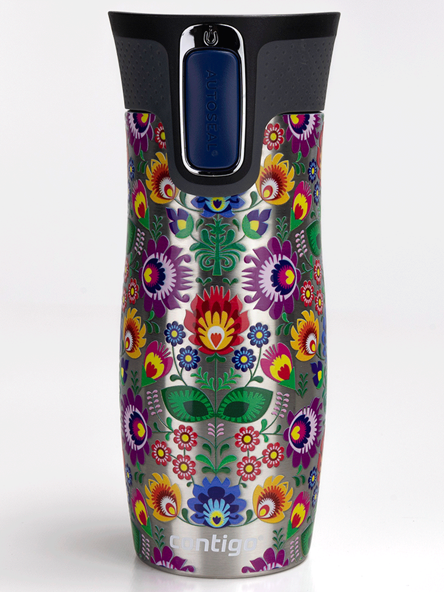 Kubek termiczny - Contigo West Loop 2.0 • 470ml • Folklor - Stalowy
