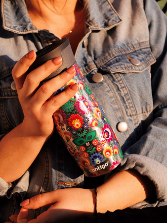 Kubek termiczny - Contigo West Loop 2.0 • 470ml • Folklor - Stalowy