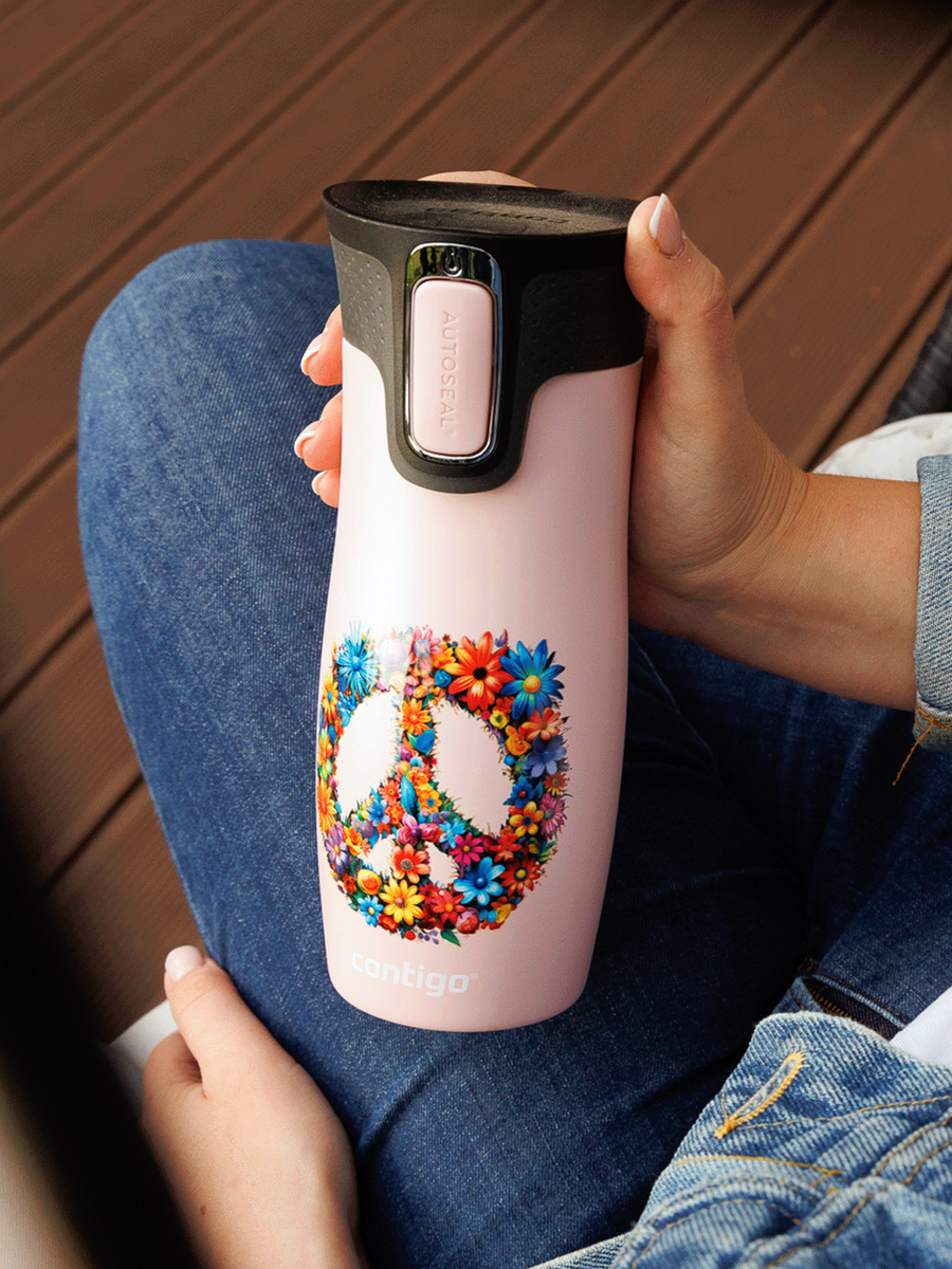 Kubek termiczny - Contigo West Loop 2.0 • 470ml • Peace - Różowy Mat