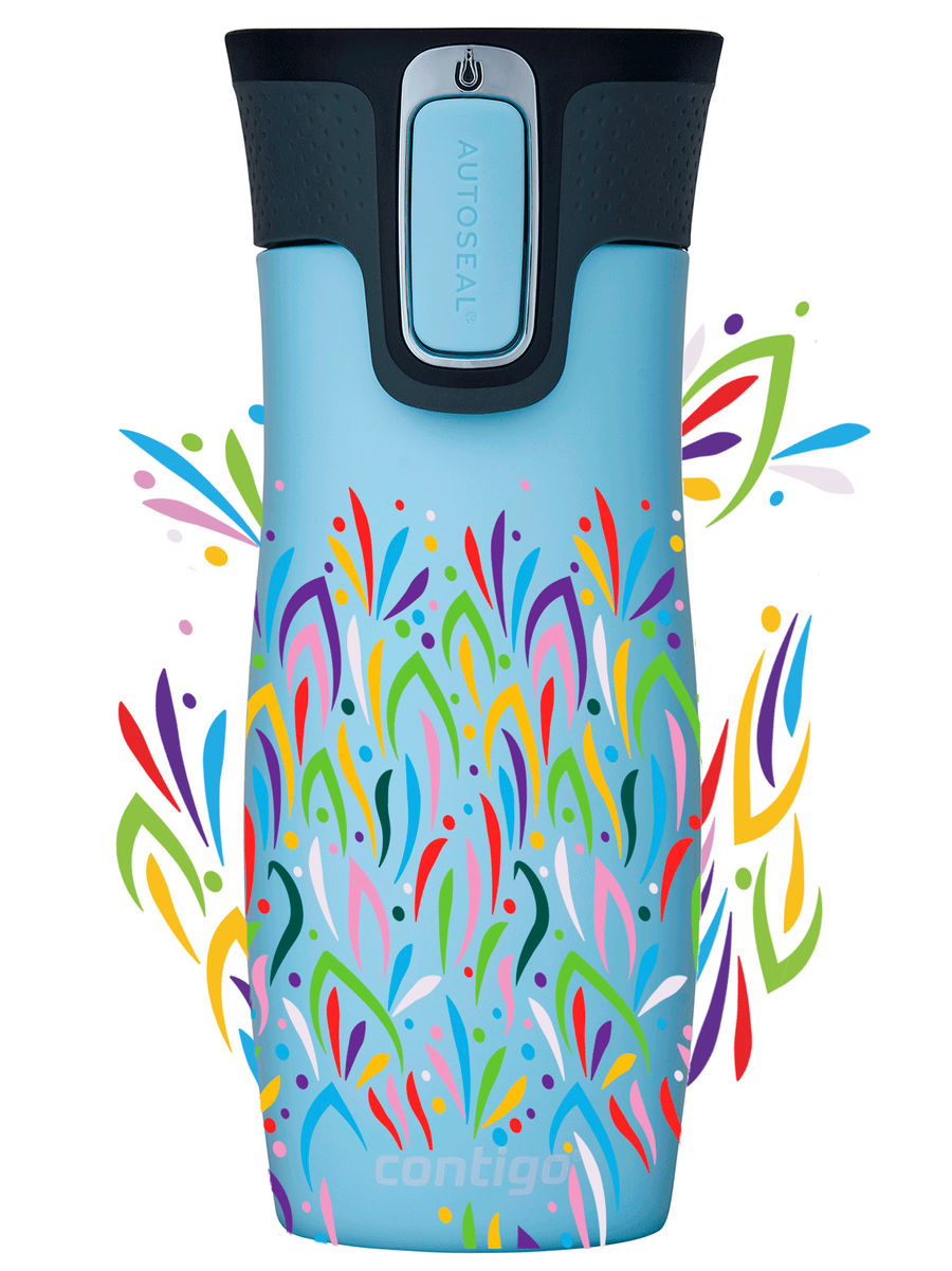 Kubek termiczny - Contigo West Loop 2.0 • 470ml • Floresy - Błękitny Mat