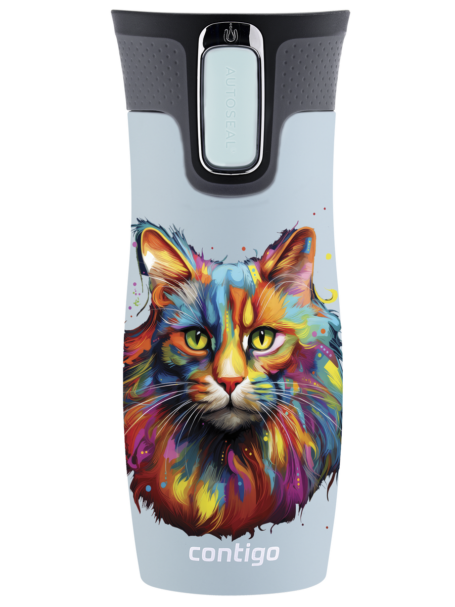 Kubek termiczny - Contigo West Loop 2.0 • 470ml • Kot - Błękitny Mat