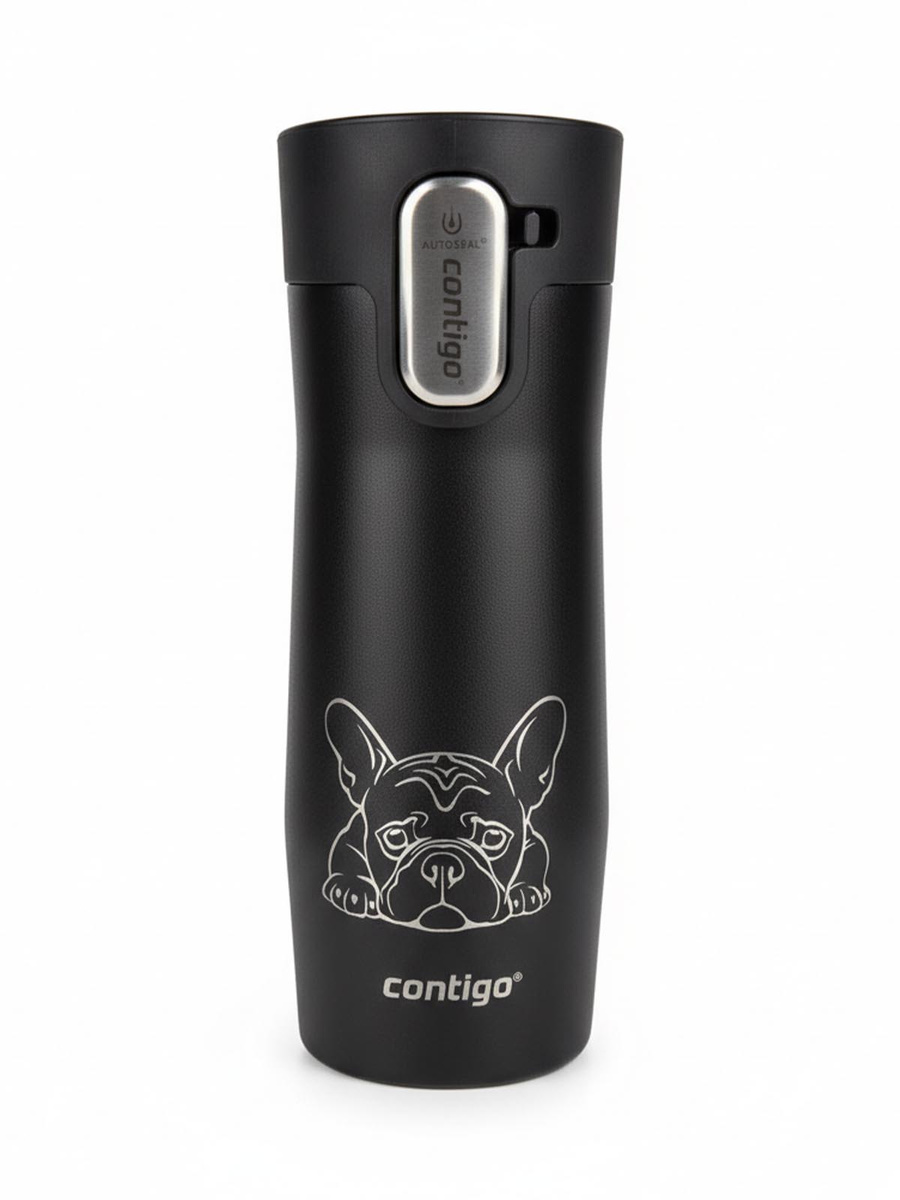 Kubek termiczny Contigo West Loop 3.0 470ml - Buldog Francuski - Czarny Mat