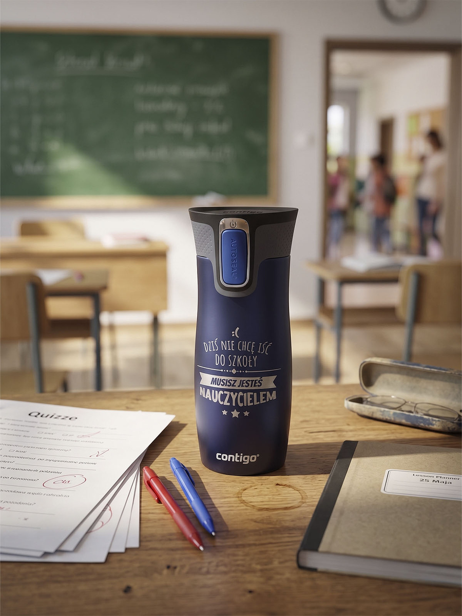 Kubek termiczny - Contigo West Loop 2.0 • 470ml • Jesteś Nauczycielem • Granat Mat