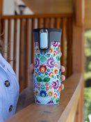 Kubek termiczny - Contigo West Loop 2.0 • 470ml • Folklor - Błękitny Mat