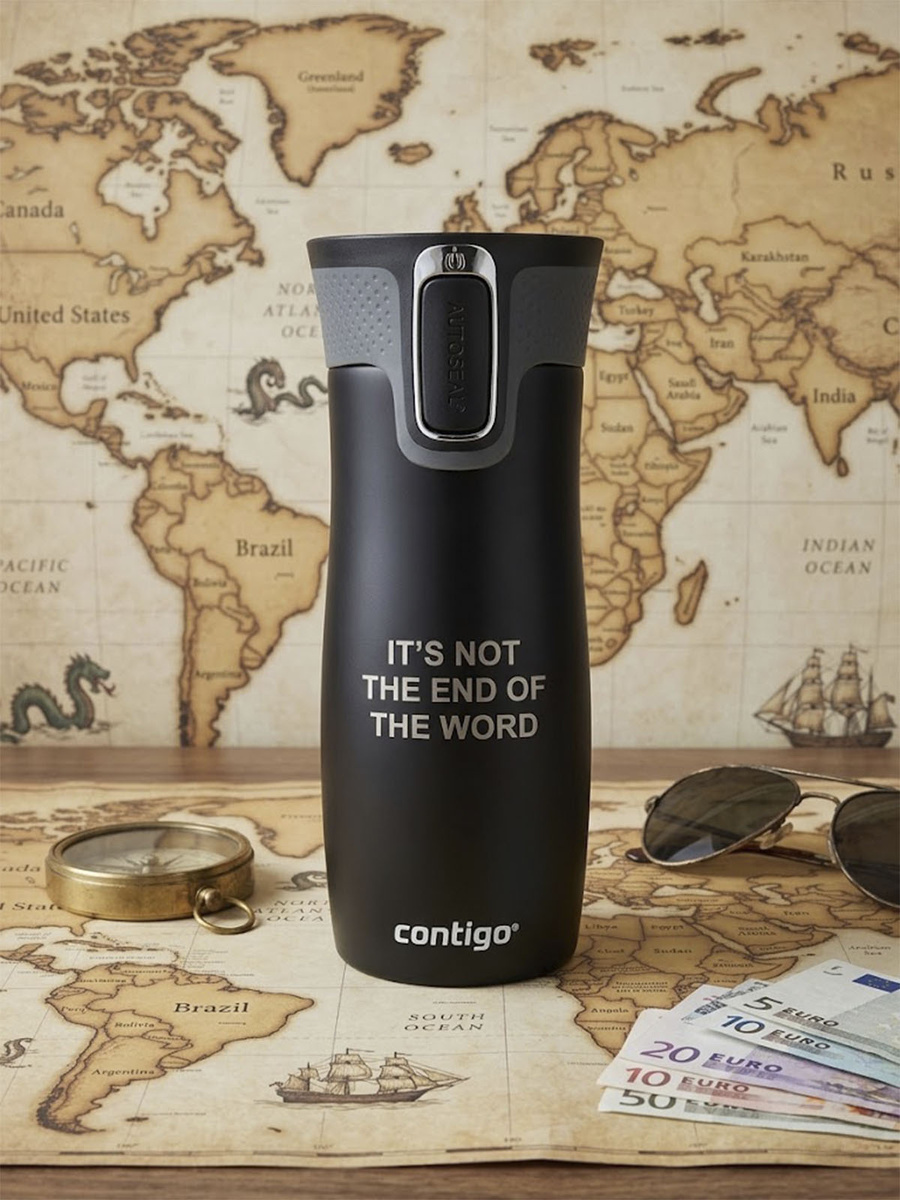 Kubek termiczny Contigo West Loop 2.0 470 ml - The Word - czarny