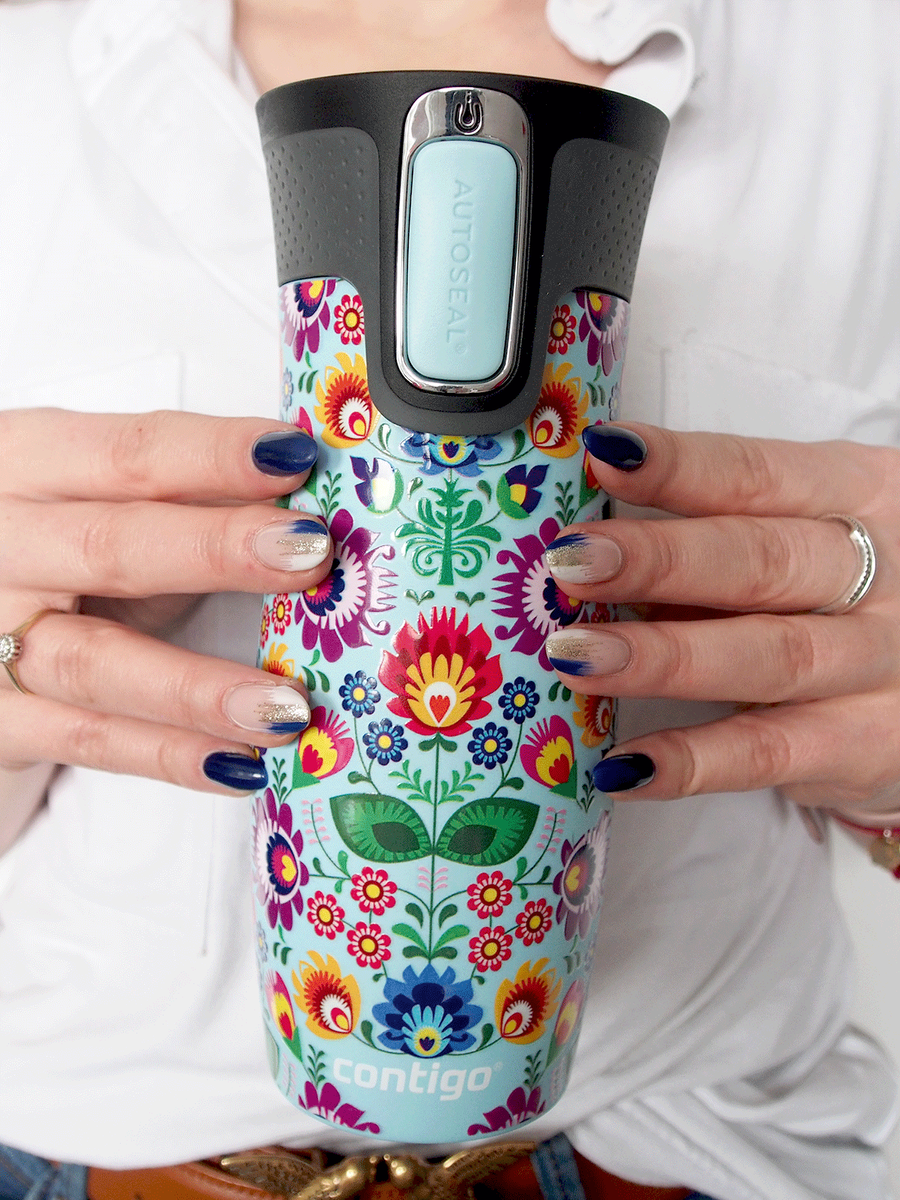 Kubek termiczny - Contigo West Loop 2.0 • 470ml • Folklor - Błękitny Mat