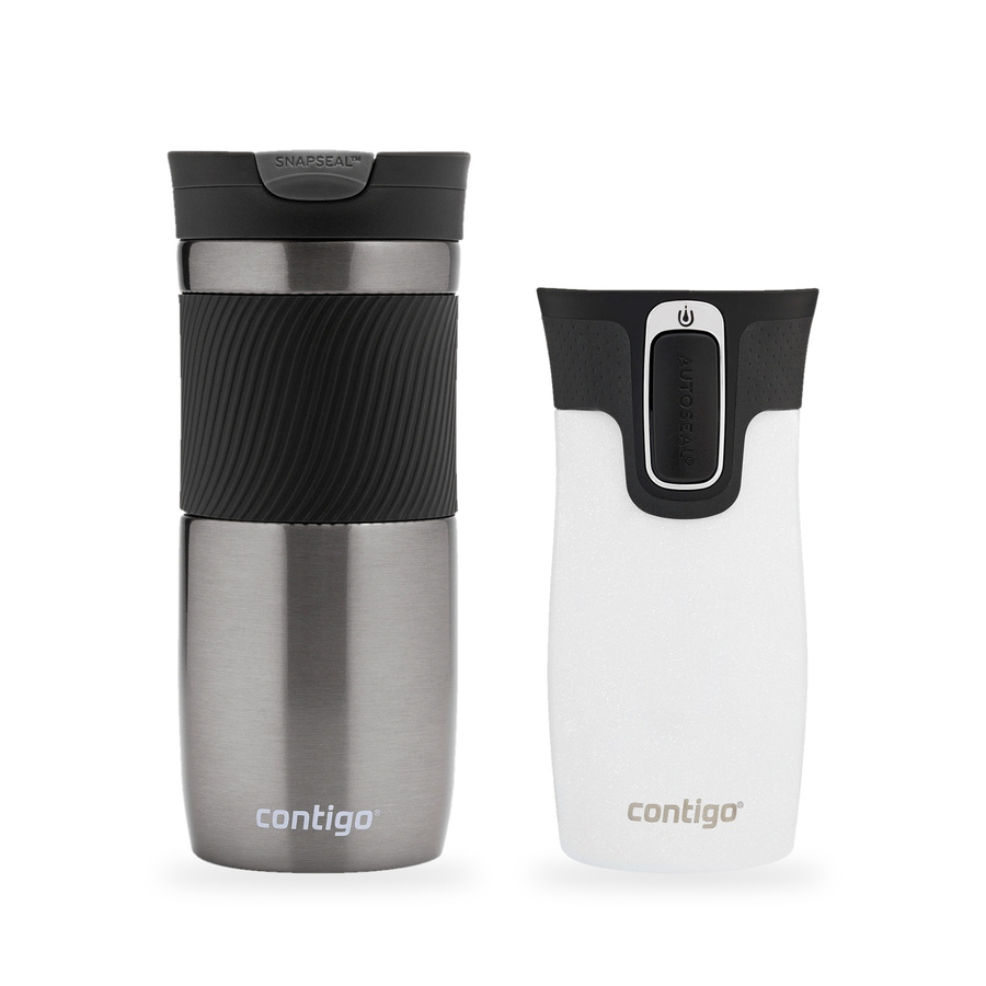 Zestaw kubków termicznych - Contigo Byron • 470 ml • Gunmetal + West Loop Mini • 300 ml • biały metalik