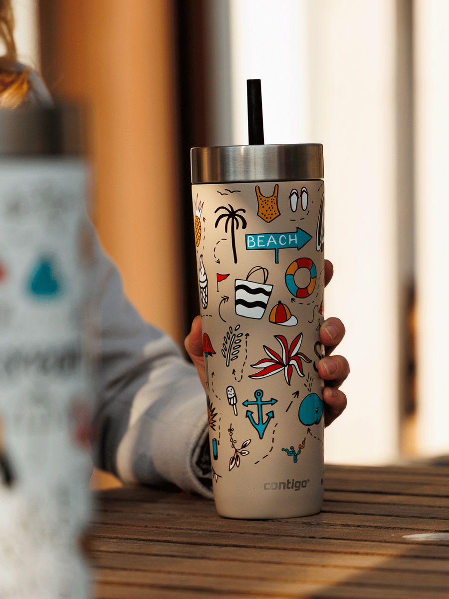 Kubek termiczny ze słomką Contigo Luxe Tumbler 720ml - Summer - Brown Sugar