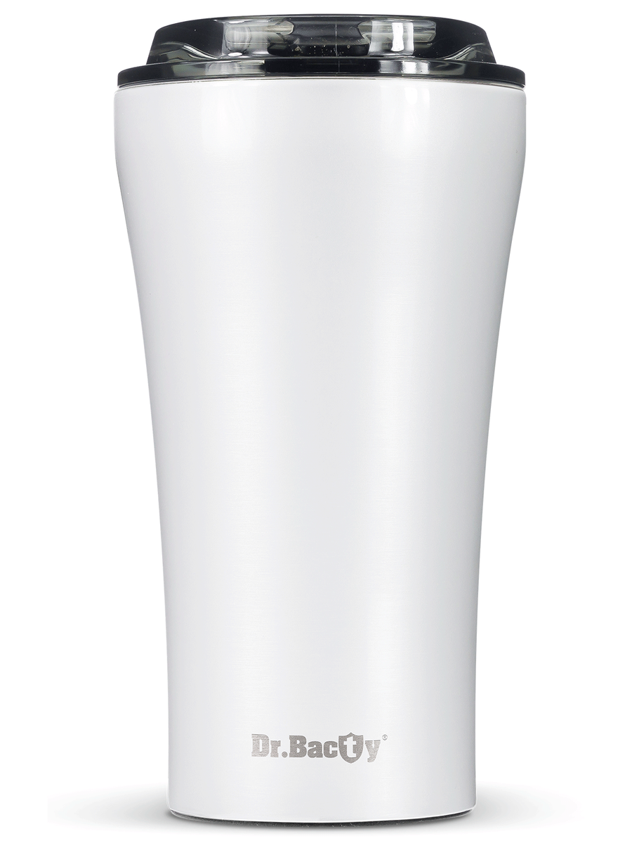 Kubek termiczny na kawę Dr.Bacty Apollo 2.0 360 ml "Dziewanna wielkokwiatowa" – Biały