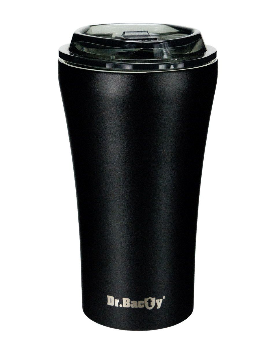 Dr.Bacty Apollo 360 ml, czarny mat - termiczny, wielorazowy kubek do kawy na wynos.