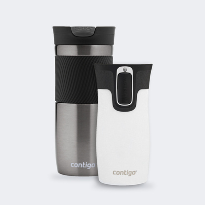 Zestaw kubków termicznych - Contigo Byron • 470 ml • Gunmetal + West Loop Mini • 300 ml • biały metalik