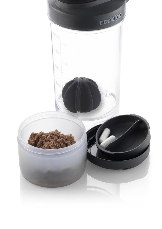 Shaker z pojemnikiem - Contigo Shake and Go Fit • 650ml • Black - powystawowy