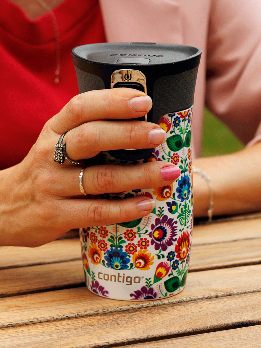 Kubek termiczny - Contigo West Loop Mini • 300ml • Folklor - Biały Metalik