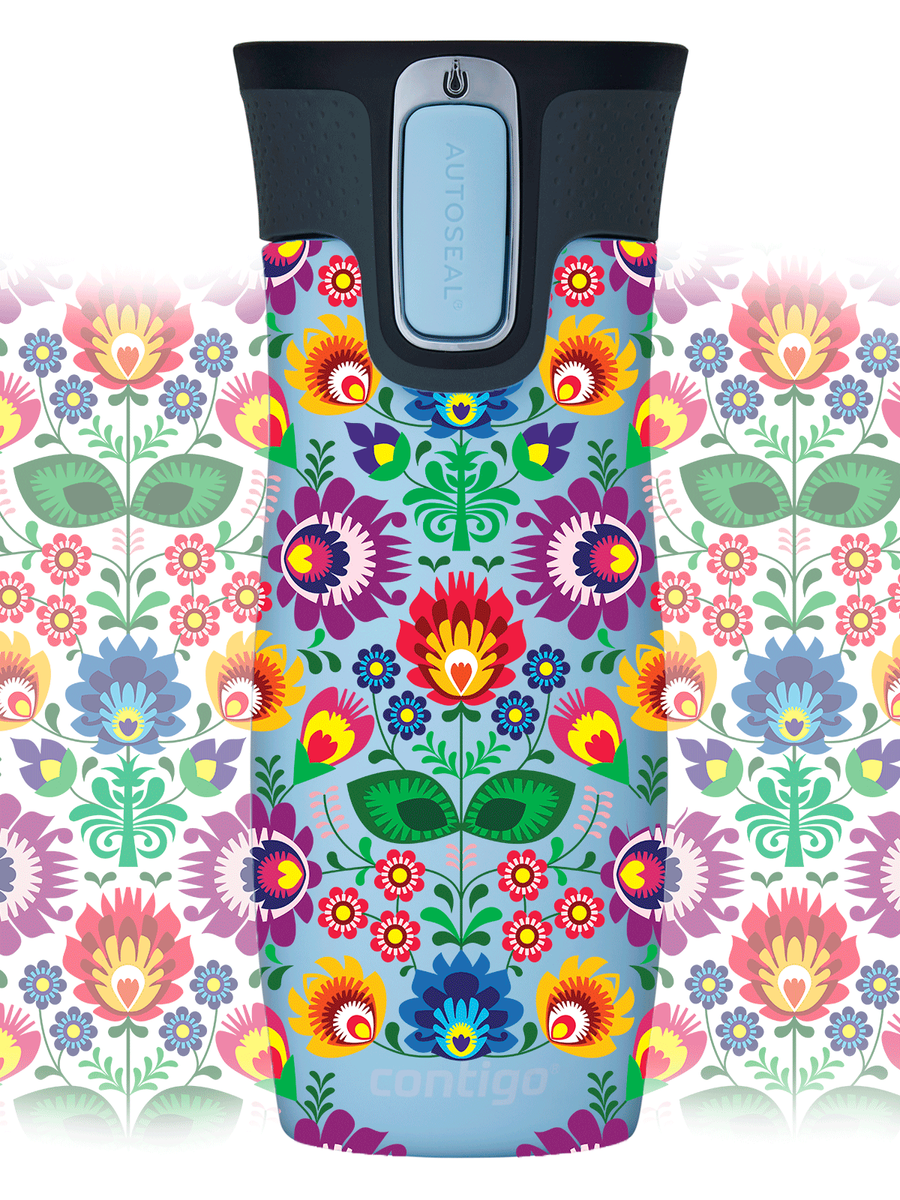 Kubek termiczny - Contigo West Loop 2.0 • 470ml • Folklor - Błękitny Mat