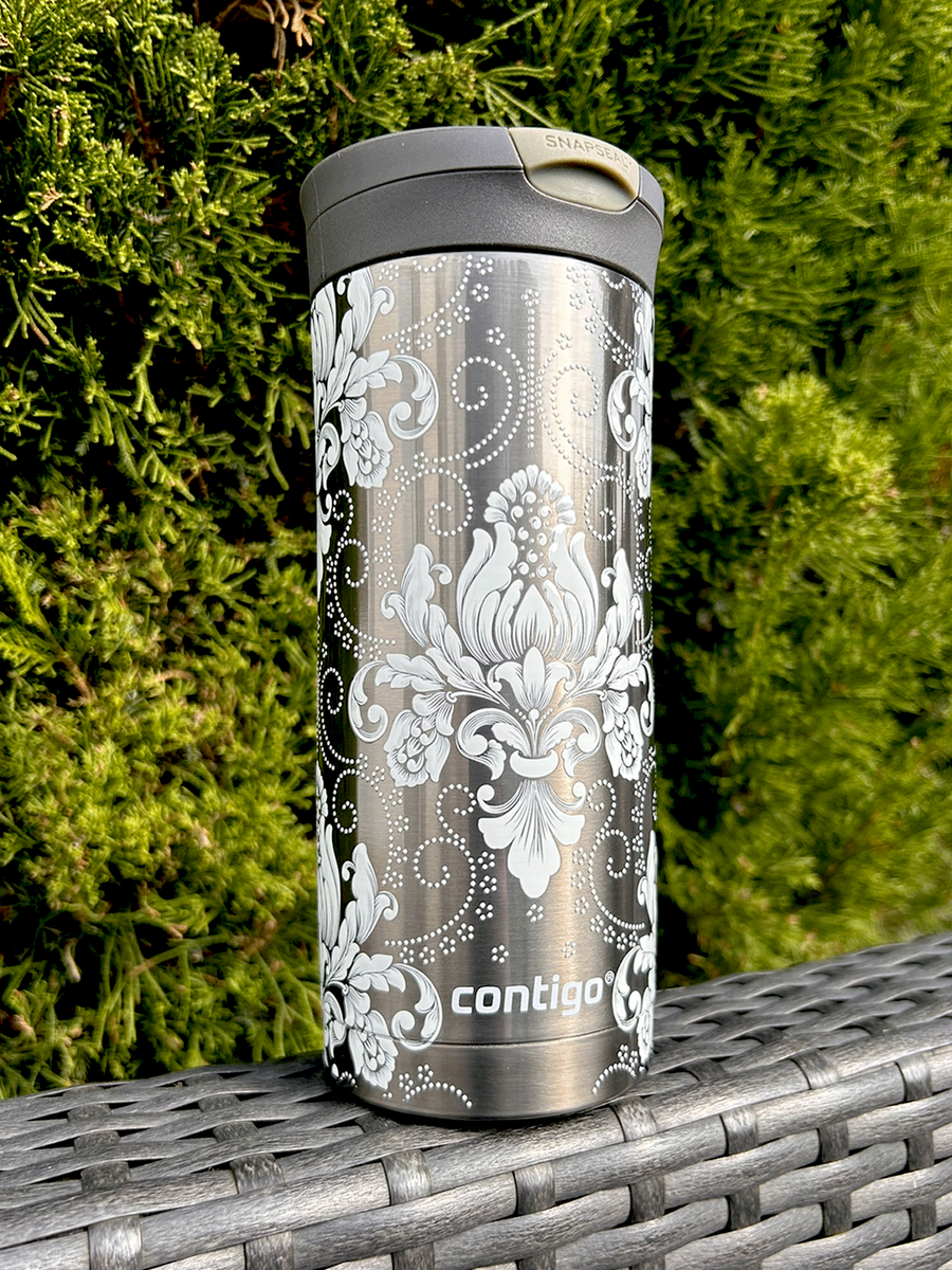 Kubek termiczny - Contigo Huron • 470ml • Arabeska White - Gunnmetal