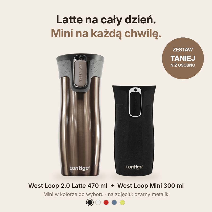Zestaw kubków termicznych Contigo West Loop 2.0 Latte 470 ml + West Loop Mini Czarny 300 ml