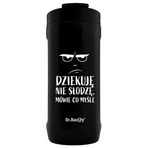 Kubek termiczny do kawy Dr.Bacty Notus 360 ml - Dziękuje, nie słodzę - czarny