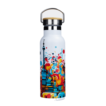 Butelka termiczna stalowa Dr.Bacty Iris 500 ml - Biała - Colorful City